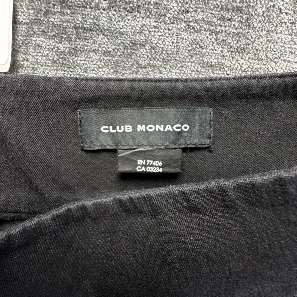 Club Monaco Tailored Pleated Shorts Womens 6 Black Cotton Blend Stretch Back Zip
